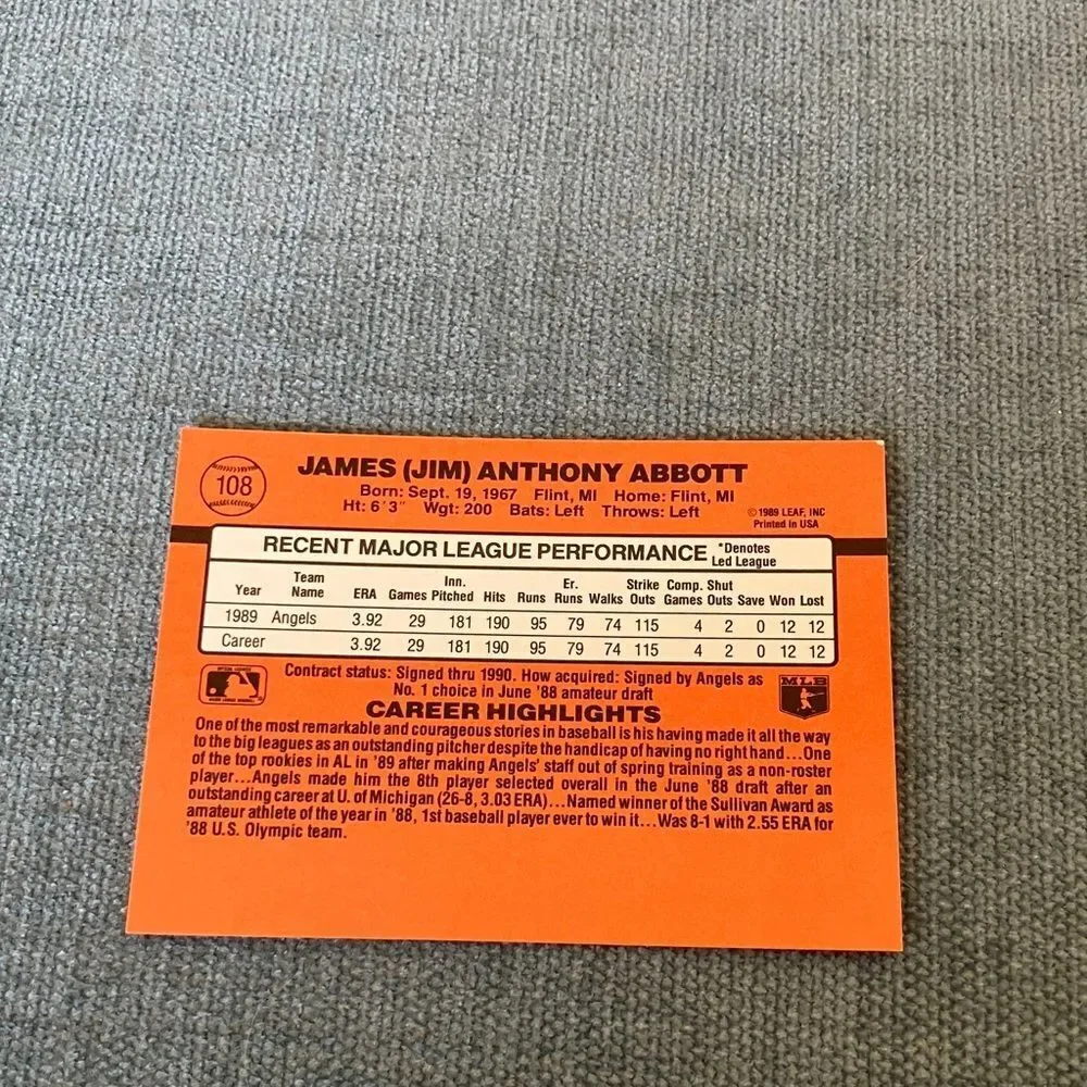 1990 Donruss Anaheim Angels Baseball Card Trading Card